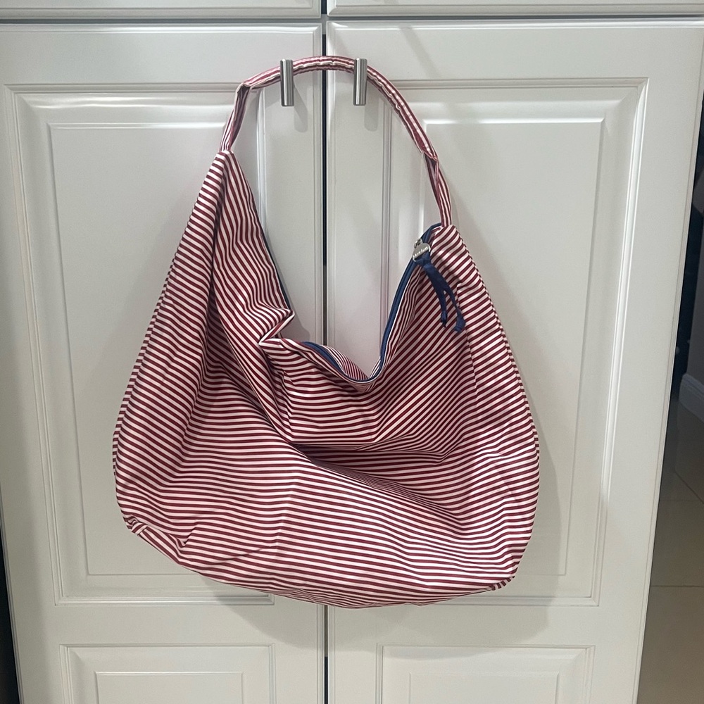 Lancôme Red stripes shoulder bag/ tote bag with zipper closure (new)
